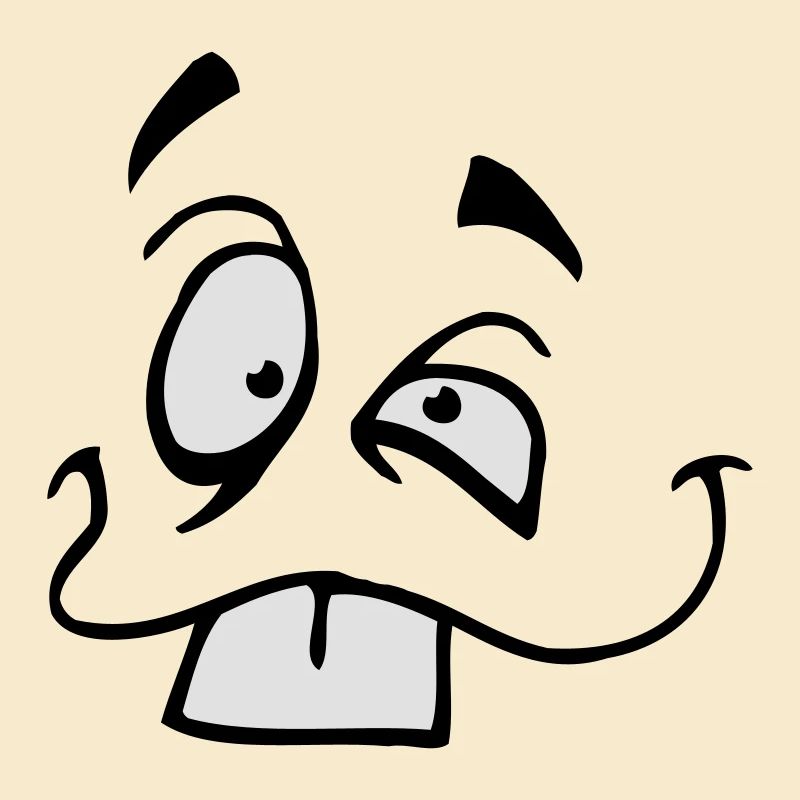 Smiling comic face with big bunny teeth