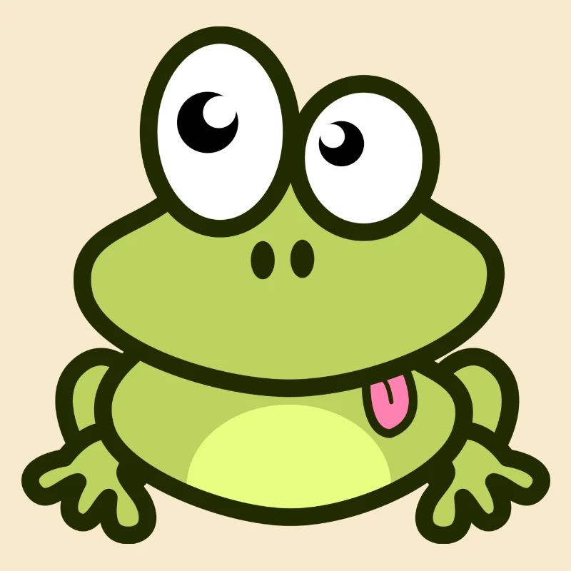 Funny frog in green and comic style