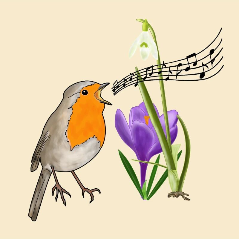 Frühling, Rotkehlchen, Gesang