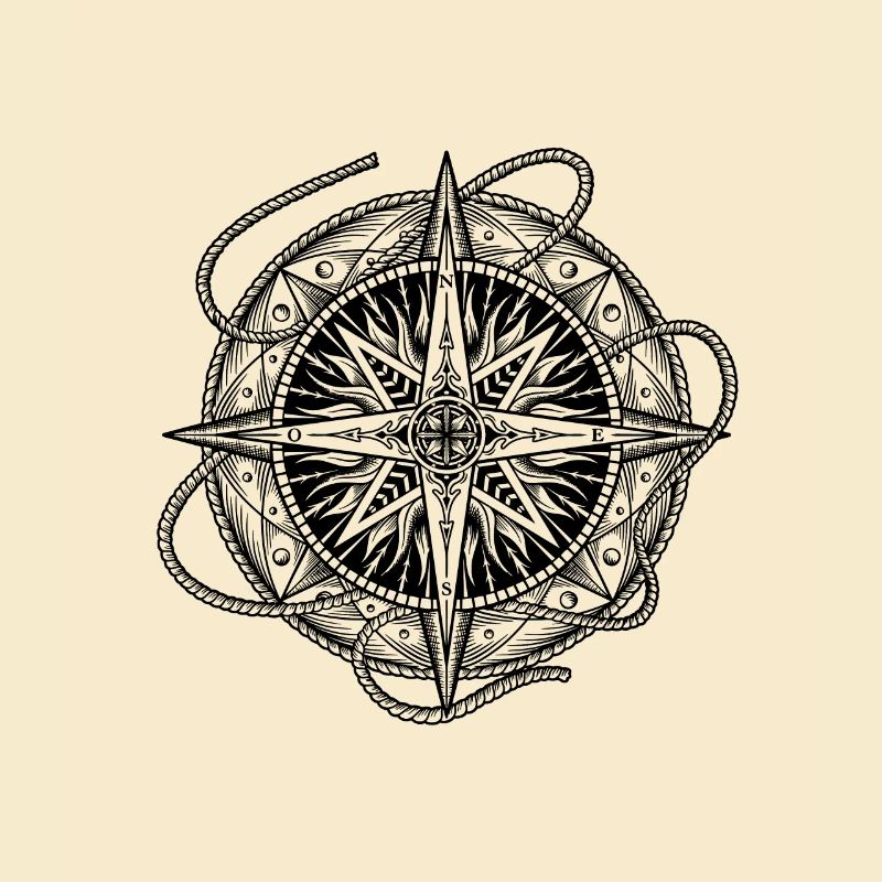 Kompassrose mit Schiffstau