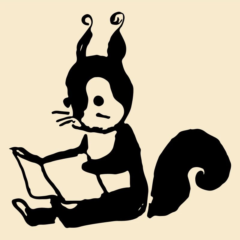 Eichhörnchen liest Buch Illustration Geschenk