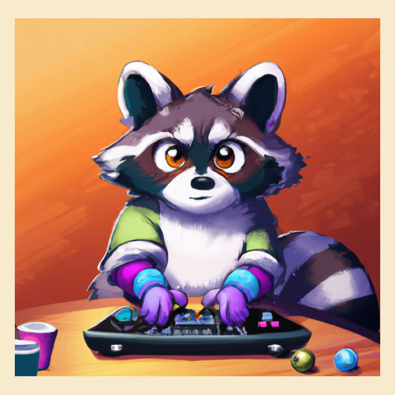 racoon playing computer games