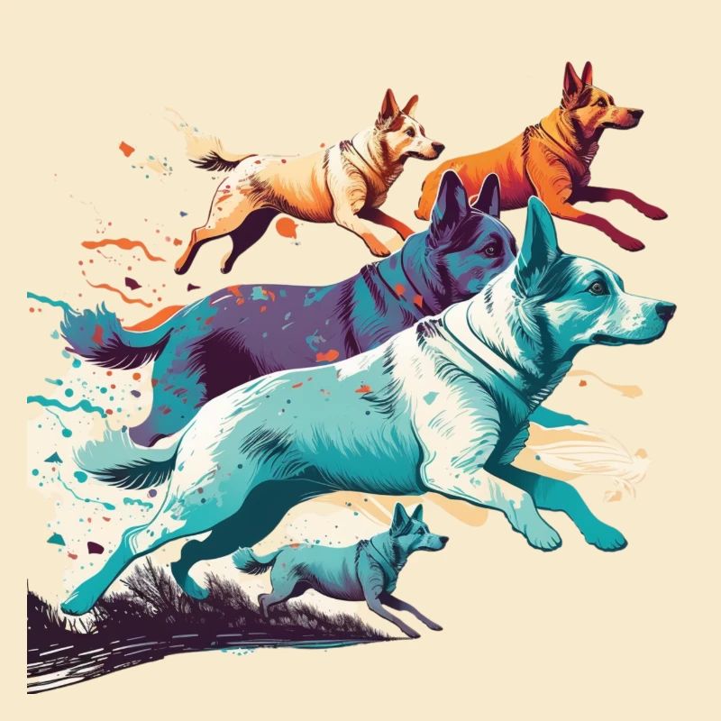Bunte Hunde - Hunde Gruppe