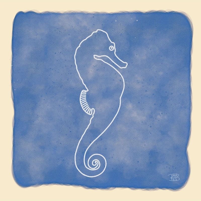 "Seepferdchen", Boho Line Art Design, Serie Ocean