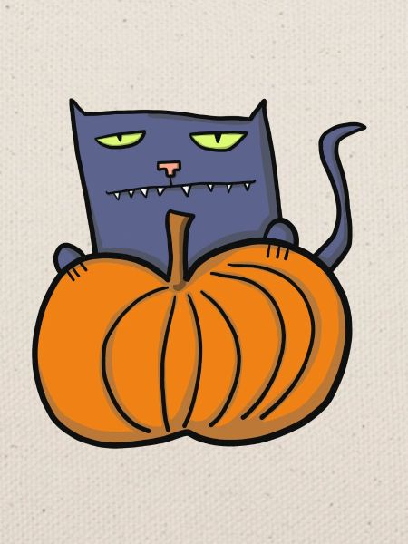 halloween Katze mit Kürbis