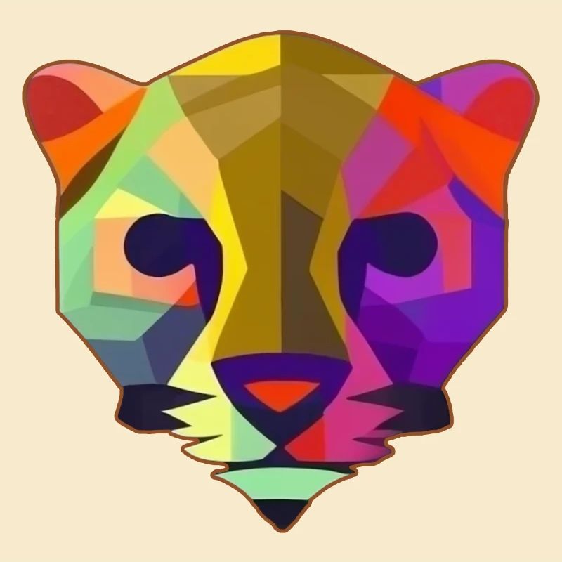 Multicolored stylized panther