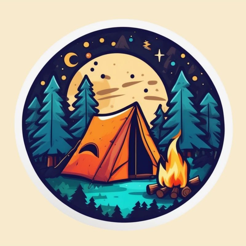 Camping, tent and campfire