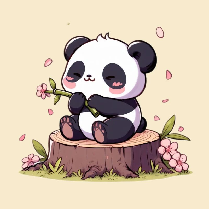 Panda auf Baumstumpf