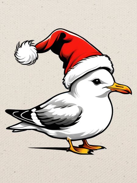 Weihnachts-Möwe mit Mütze