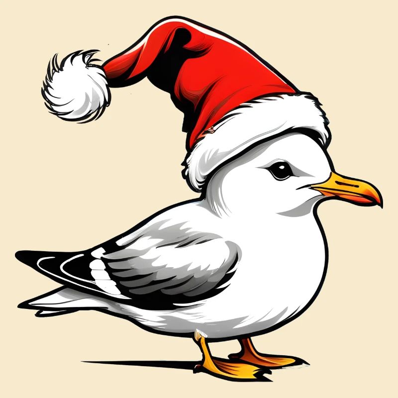 Weihnachts-Möwe mit Mütze