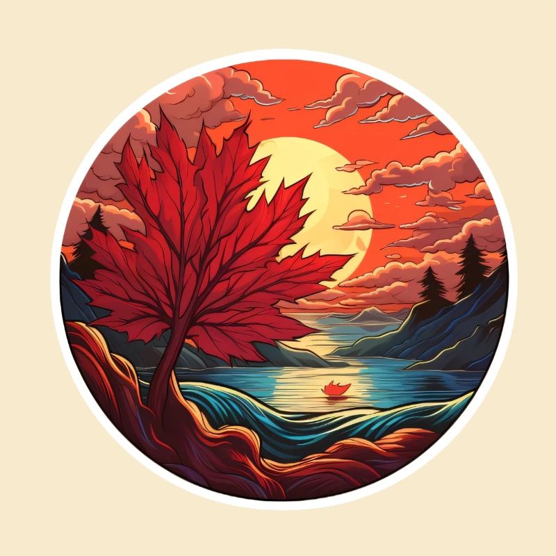 Maple leaf at sunset