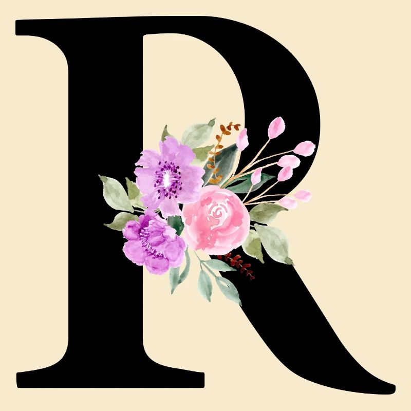 Lila Blumenbuchstabe R
