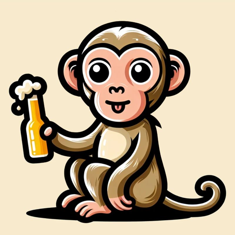 Cute Monkey Drinking Beer 3