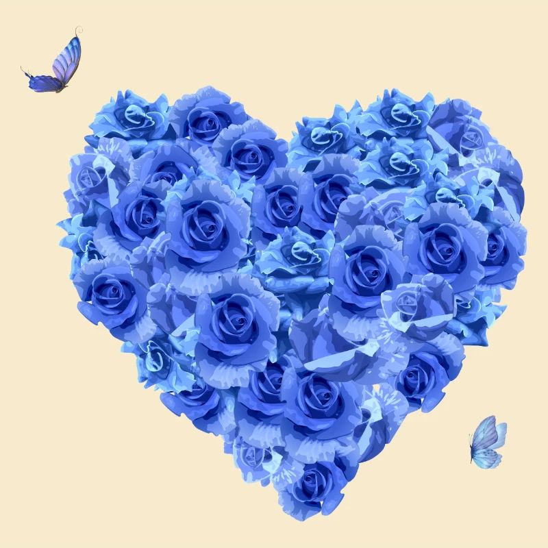 Cœur floral bleu