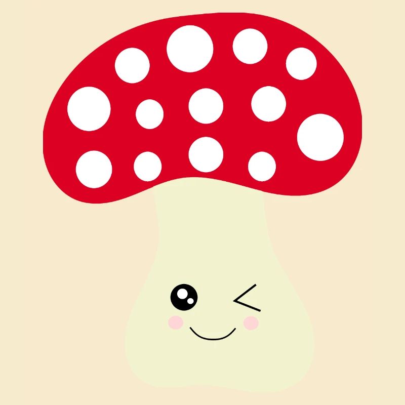 Kawaii Mushroom Toadstool cute red with face