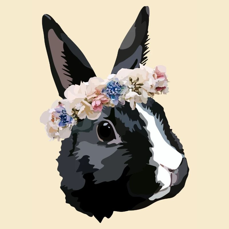 lapin avec couronne de fleurs