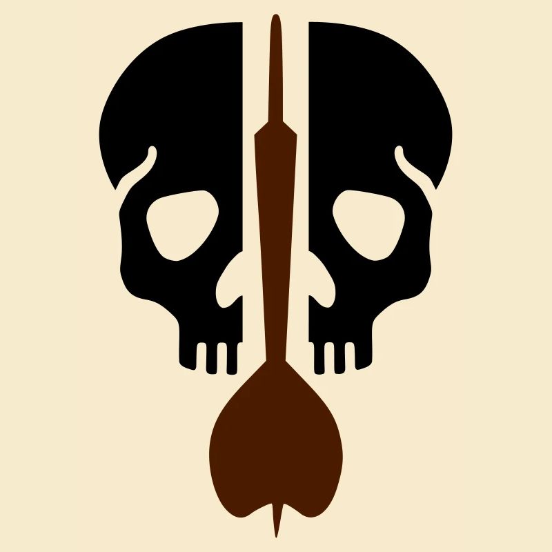 Geteilter Schädel und Dartpfeil