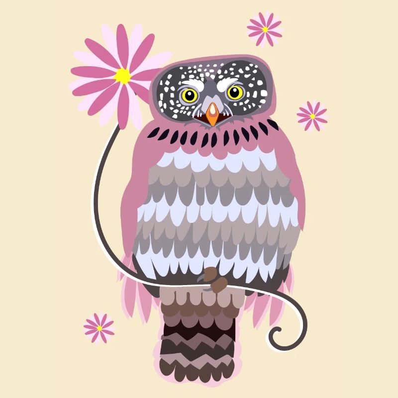 Eule mit Blumen