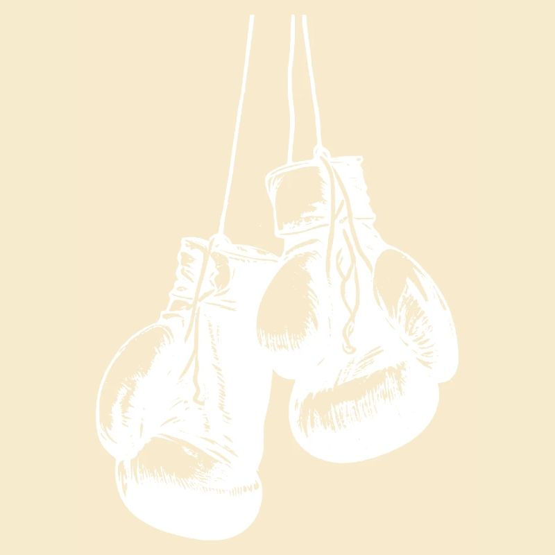 Conception de gants de boxe blancs suspendus. Conception de logo