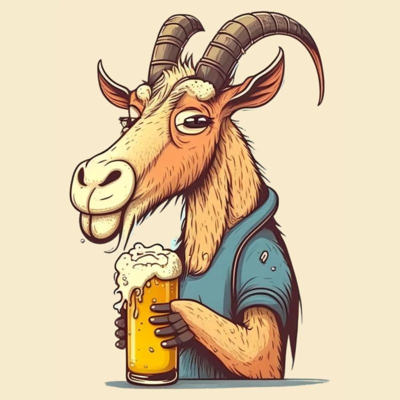 Lustiger Biertrinker, der Ziegenbock