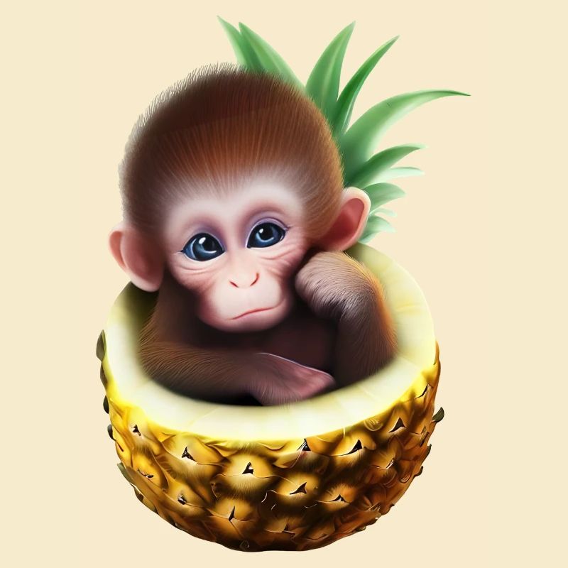 Kleiner Affe in einer Ananas