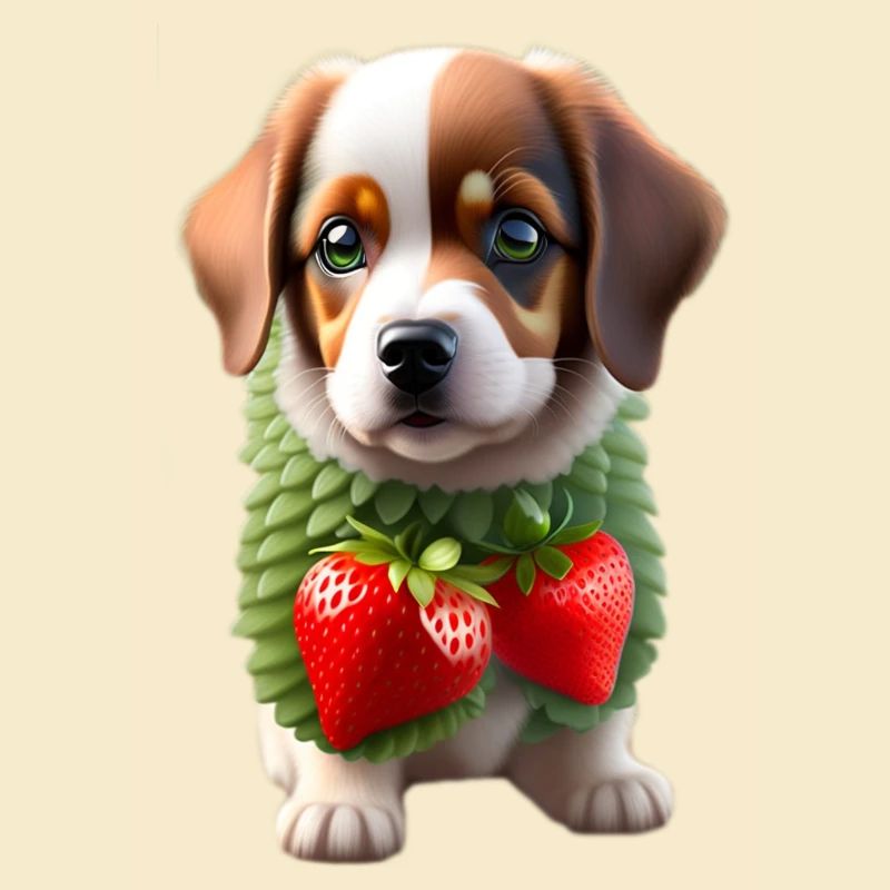 Hund mit Erdbeeren