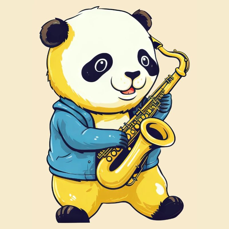 Panda mit Saxophon