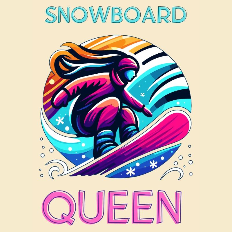 Neon Snowboard Queen Illustration