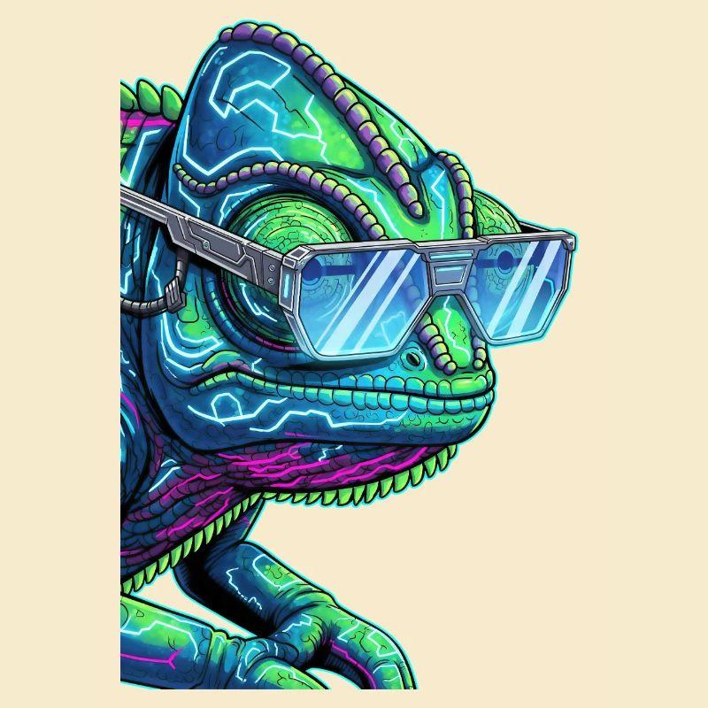 Cyber-Chamäleon mit Sonnenbrille