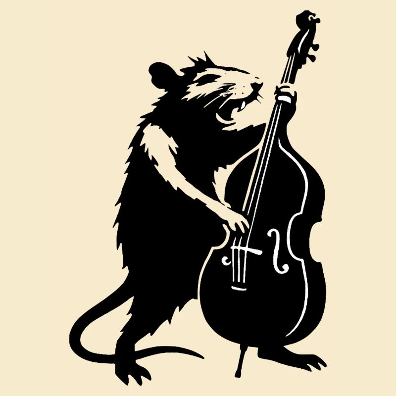 Bear with Cello Monochrome