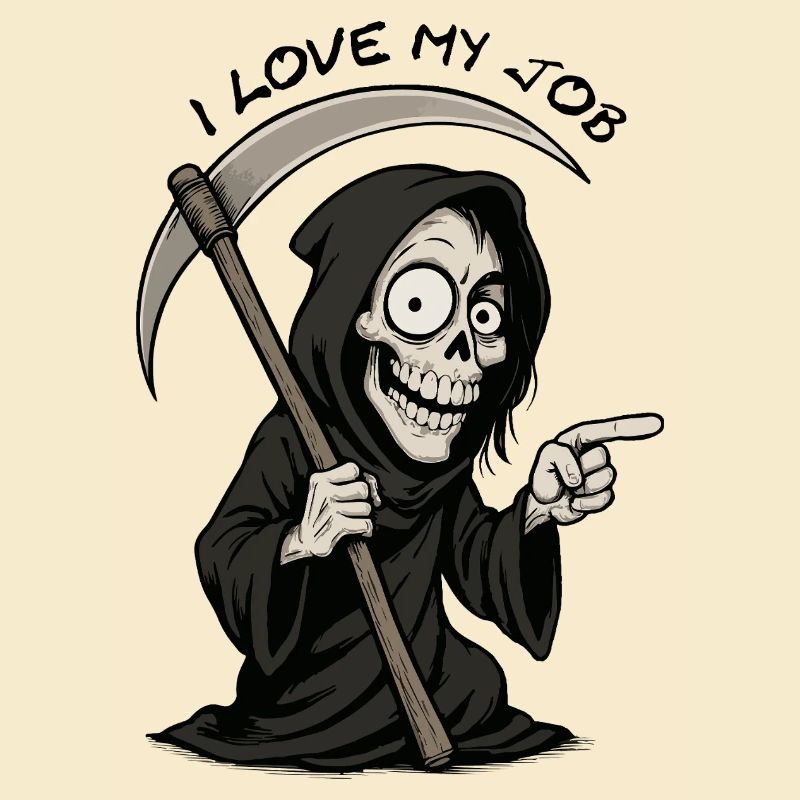 Grim Black Grim Reaper lächelt
