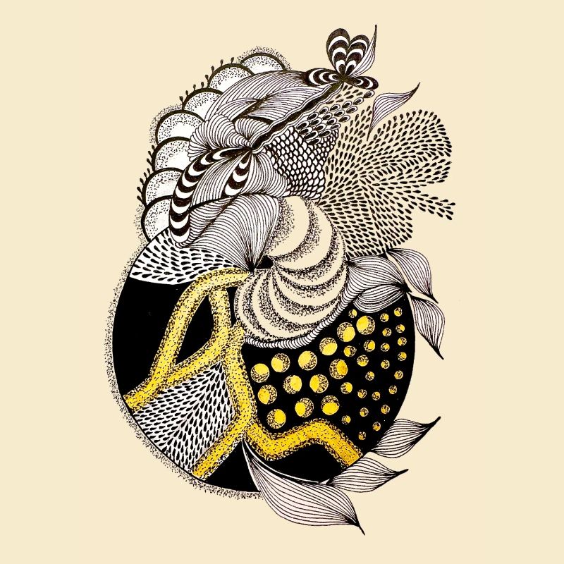 Motif de poisson avec accent doré