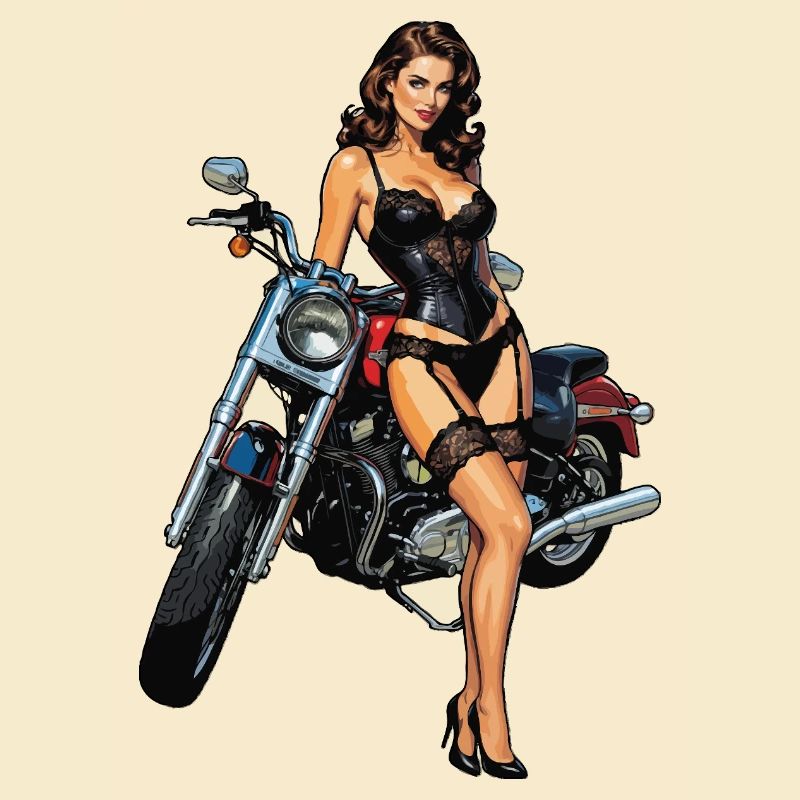 Mädchen mit Motorrad feststecken