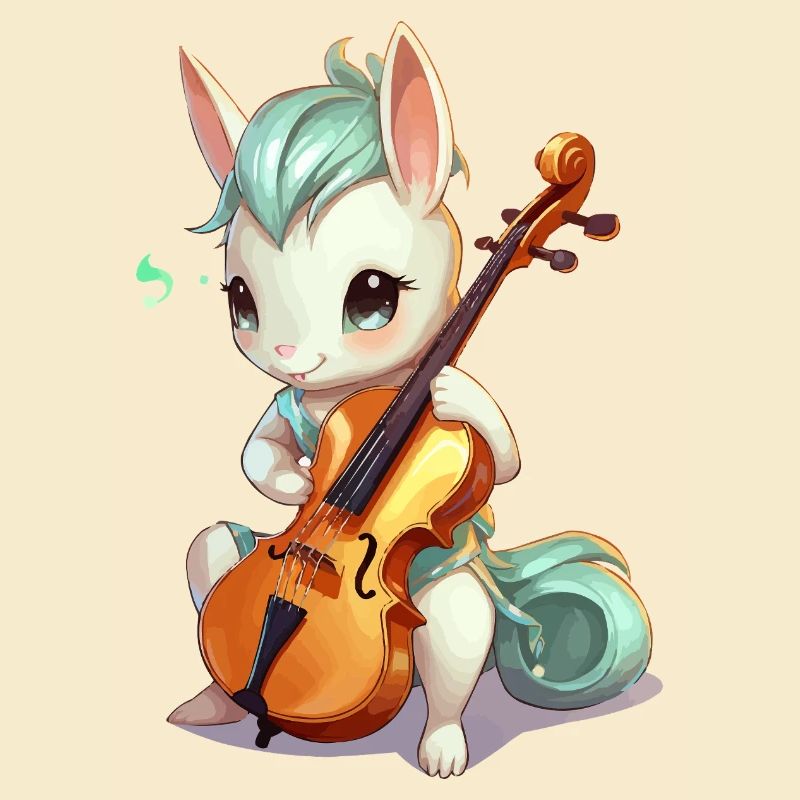 Cuddly bunny with cello