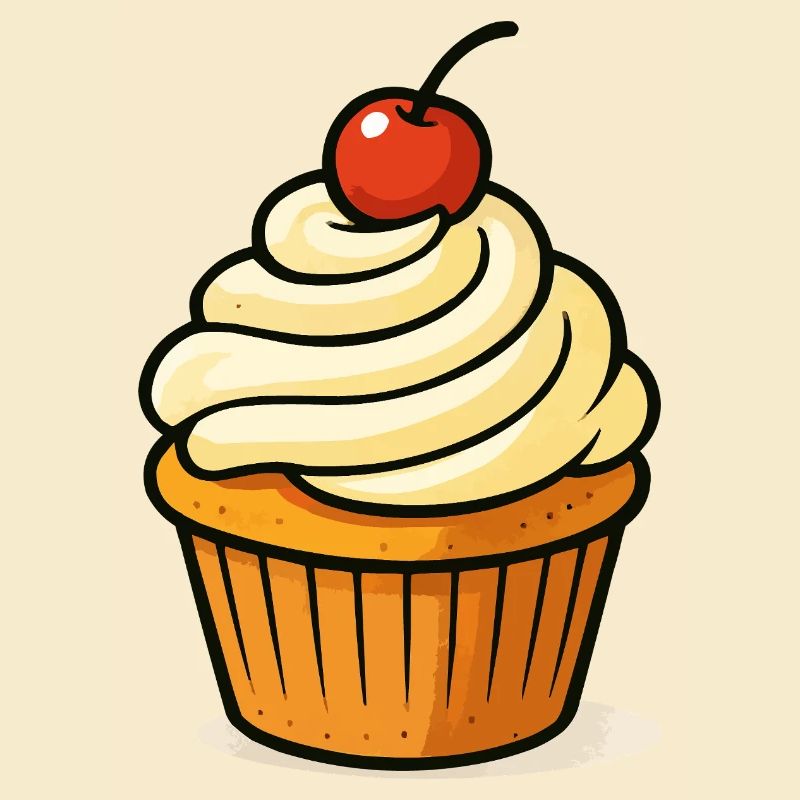 Cherry Cupcake Illustration