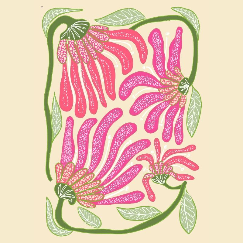 Rosa Boho-Blumen-Handzeichnungsdesign