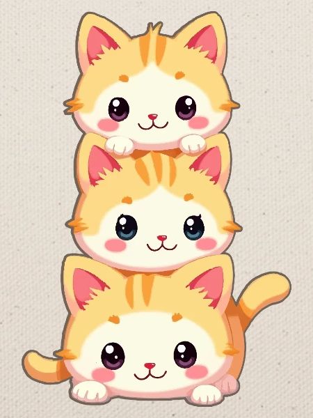 Stacked Kitten Trio