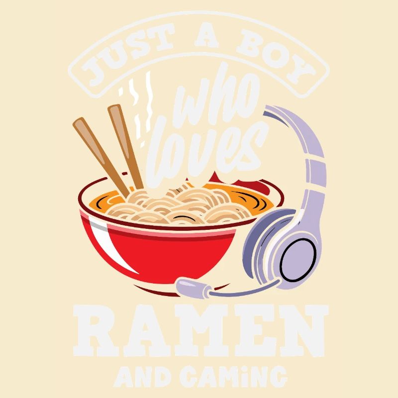 Junge Liebt Ramen Und Gaming Headset