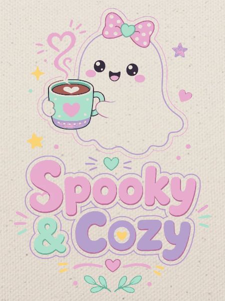 Spooky & Cozy Geist mit Kaffee