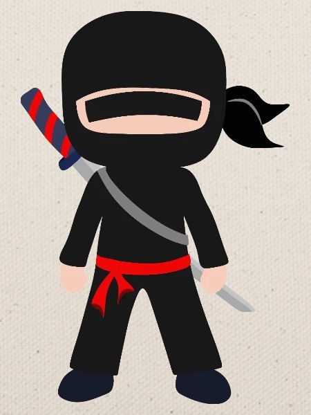 Ninja Cartoon mit Schwert