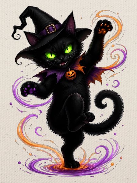 Halloween black cat dancing