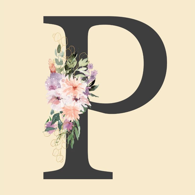 Lettre P, Monogramme, Fleurs