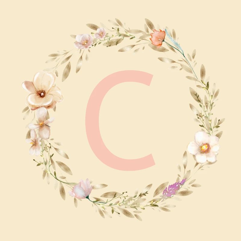 Customizable Monogram C Flower Wreath Boho