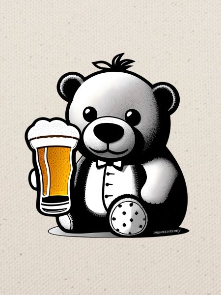 Teddy drinking Beer