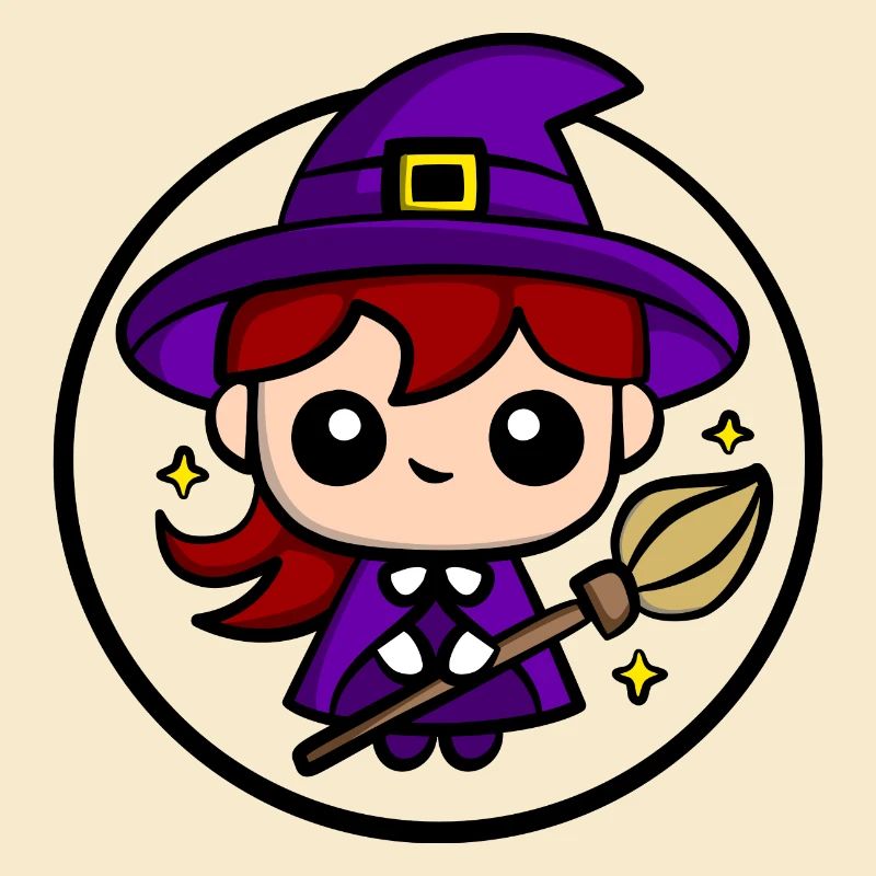 Mignonne sorcière Chibi | Conception mignonne de sorcière d’Halloween