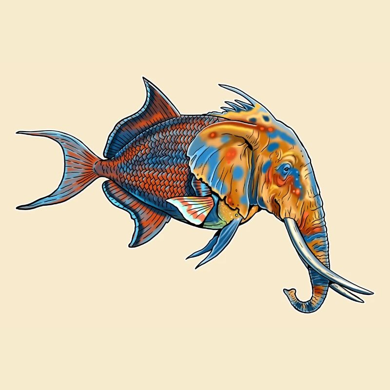 Fantastic creature: half elephant, half fish