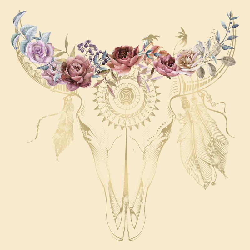 Boho / Fleurs / Crâne / Conception