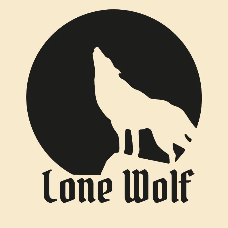 Einsamer Wolf flat design schwarz