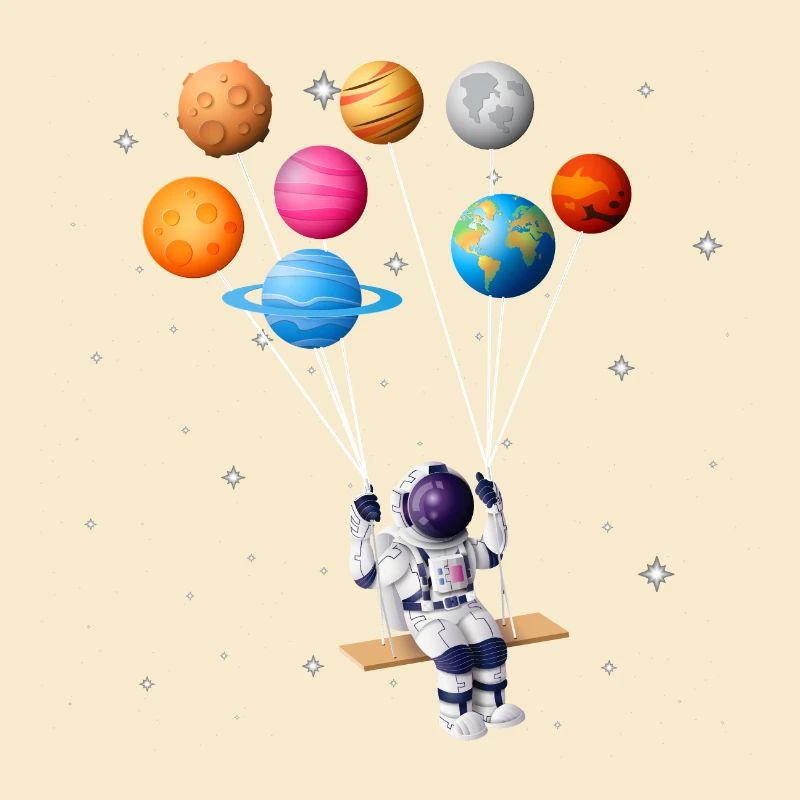 Astronaut planet swing solar system sun earth