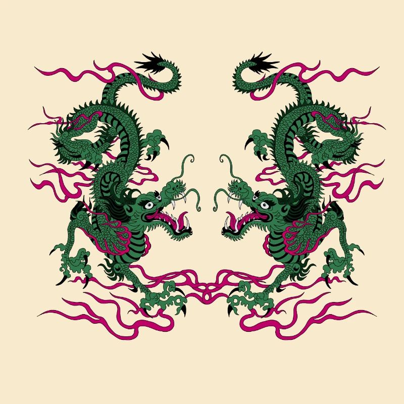 Zwei chinesische Drachen Glücksbringer